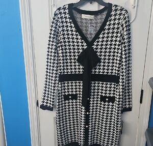 Taylor Black and White Houndstooth Dress nwt